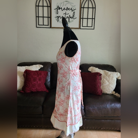 Peruvian Connection Floral Print Shabby Chic Red & Cream Midi Dress Size 2‎ - Picture 4 of 14